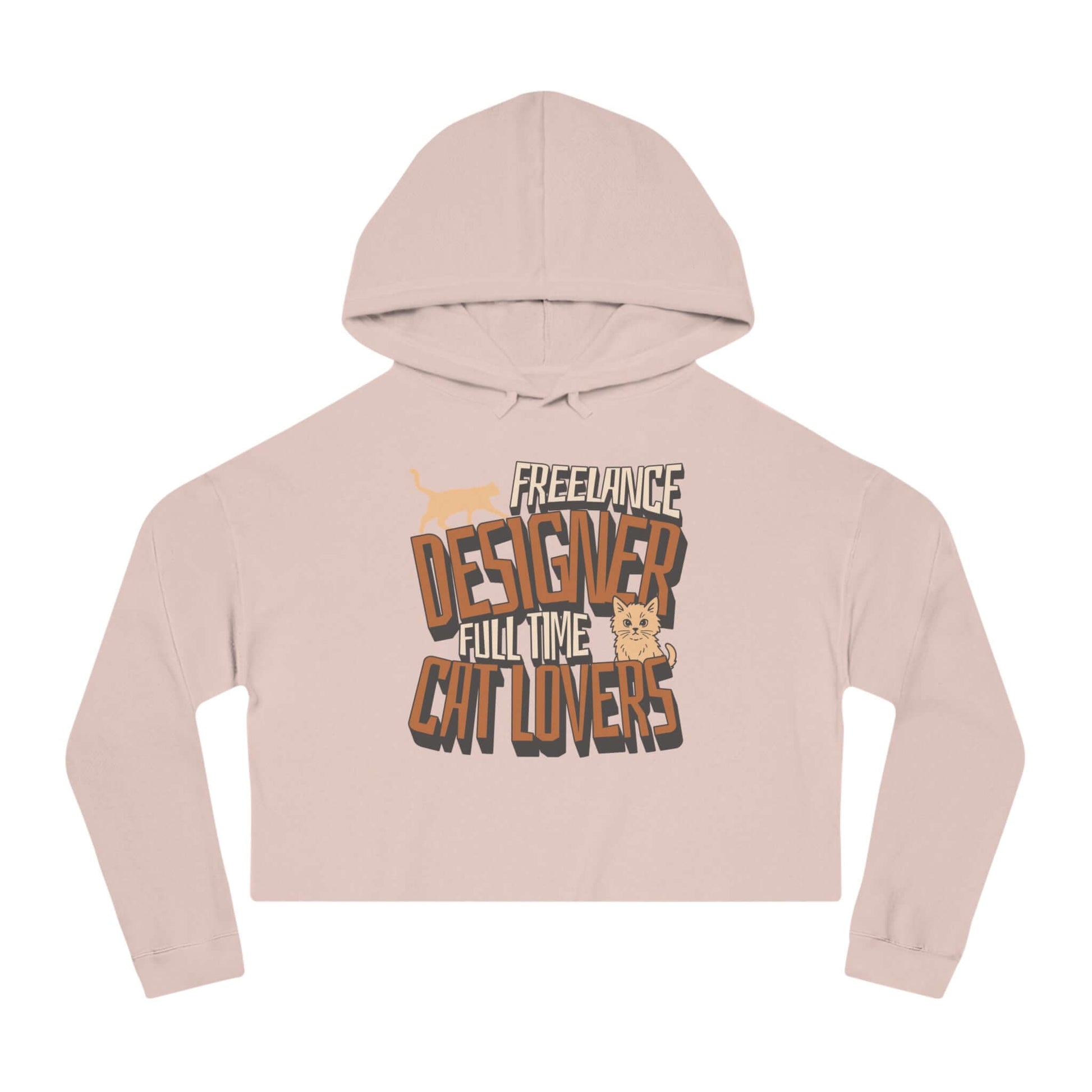Full Time Cat Lovers - Cat Graphic Women Cropped Hoodie in skylight-pink with designer graphics.