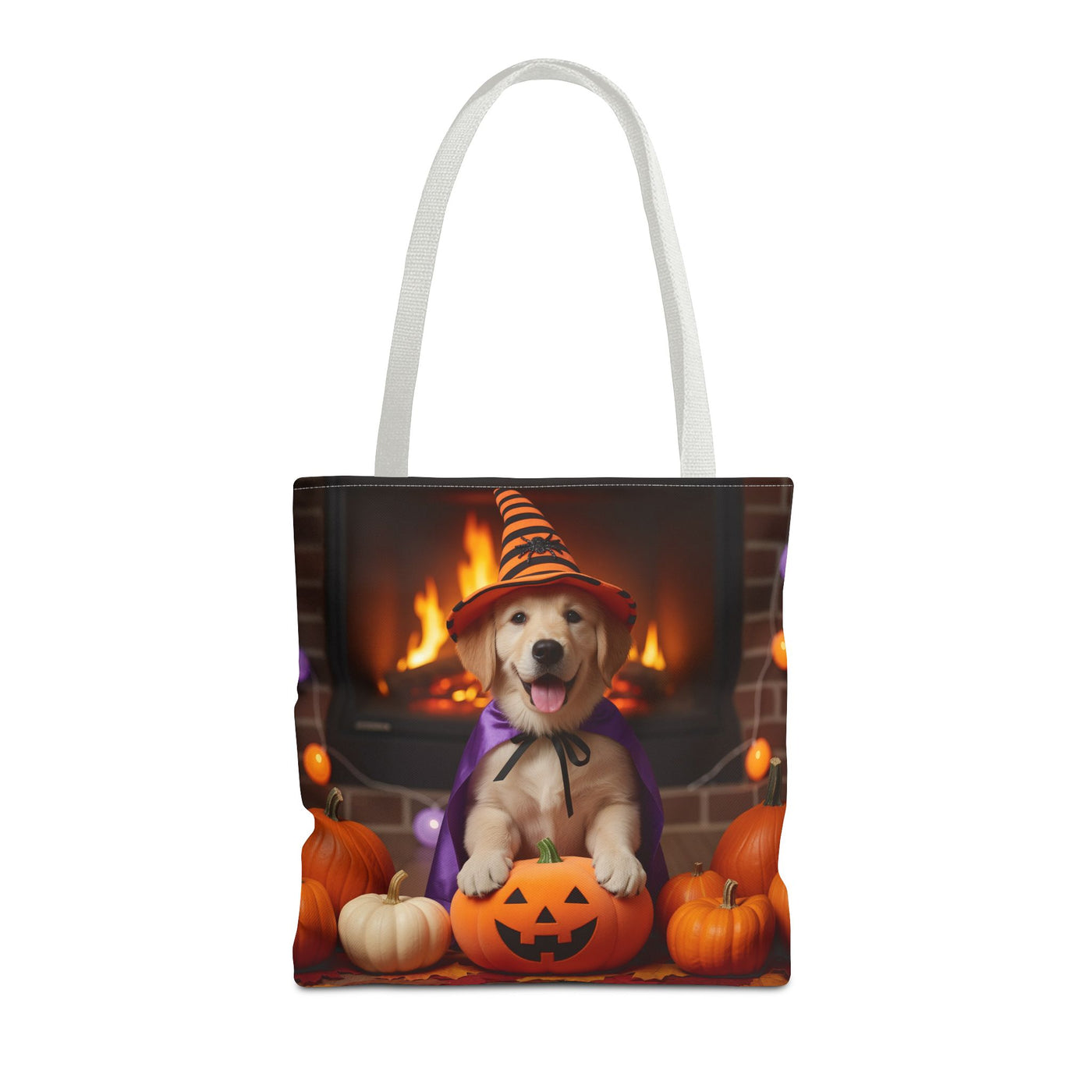 Adorable Halloween Puppy Tote Bag, Dog Lover Bag, Spooky Season Accessories, Pumpkin Patch Shopper, Cute Pet Gift
