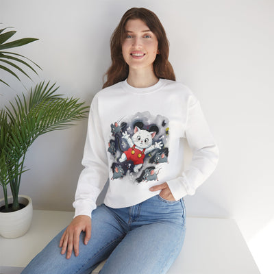 Watercolor painting style 2 Men & Women Cute Cat Pile Crewneck Sweatshirt