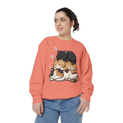 3 Cute Sleeping Cats Cozy Graphic Unisex Crewneck Sweatshirt style 8