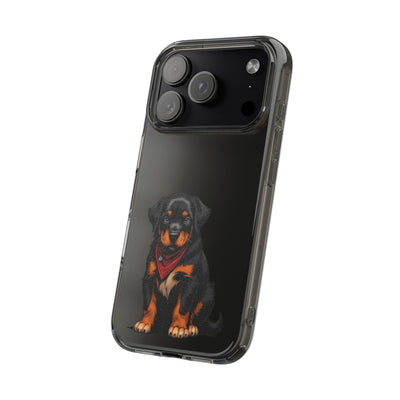 Rottweiler Dog Clear Phone Case, Impact-Resistant Phone Case, Dog Lover Gift, Pet Artwork, Cute Dog Accessory
