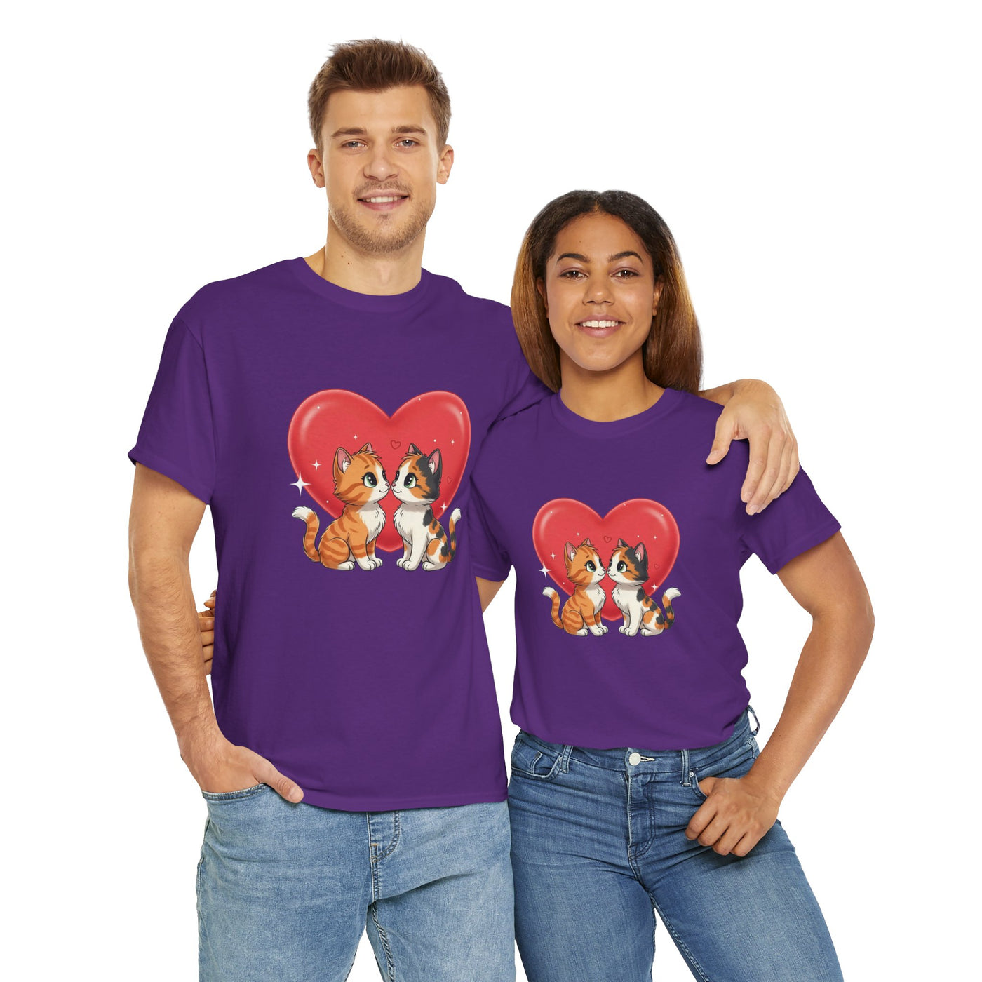 Cats in Love Unisex Tee - Cute Cat T-Shirt for Pet Lovers, Cat Owners, Sports Enthusiasts, Gifts for Animal Lovers, Casual Everyday Wear