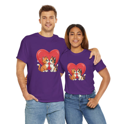 Cats in Love Unisex Tee - Cute Cat T-Shirt for Pet Lovers, Cat Owners, Sports Enthusiasts, Gifts for Animal Lovers, Casual Everyday Wear