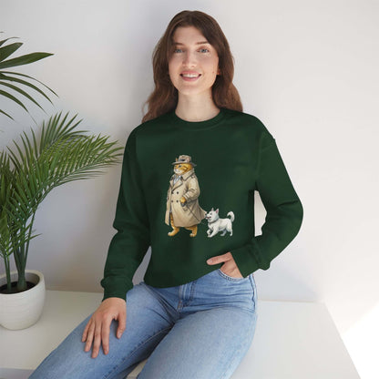 Watercolor Cat & Dog painting unisex Crewneck Sweatshirt style 2