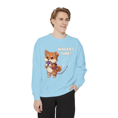Cute Dog Walk Time style 3 Cozy Graphic Unisex Crewneck Sweatshirt