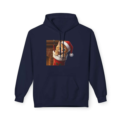 Kitten hiding in Christmas stocking Unisex Fleece Hoodie style 4