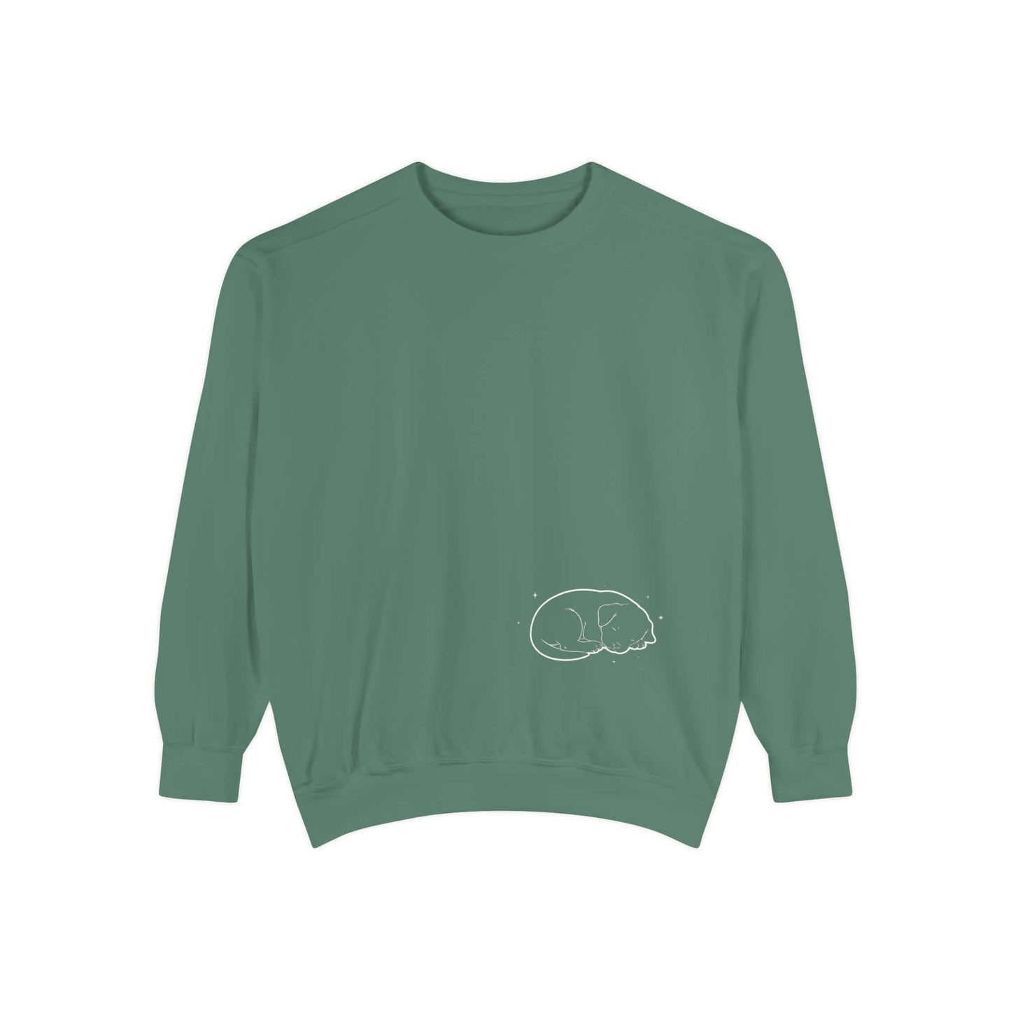Sleeping dog shadow Cozy Graphic Unisex Crewneck Sweatshirt - White