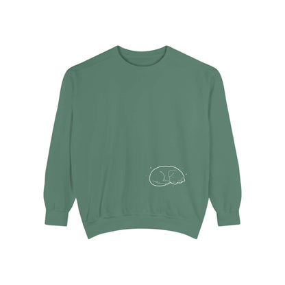 Sleeping dog shadow Cozy Graphic Unisex Crewneck Sweatshirt - White