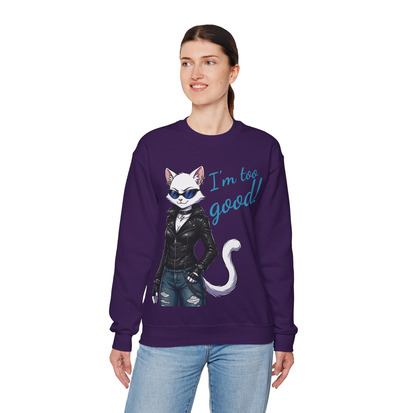 Cool Cat style 3 Unisex Crewneck Sweatshirt | Cozy Gift for Cat Lovers, Casual Wear, Unique Graphic Sweatshirt, Birthday Gift, Everyday Style