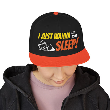 I just wanna get some sleep Embroidered Cute Cat Snapback Hat