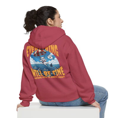 Everything Will Be Fine - Cartoon Cat Graphic Unisex Pullover Hoodie
