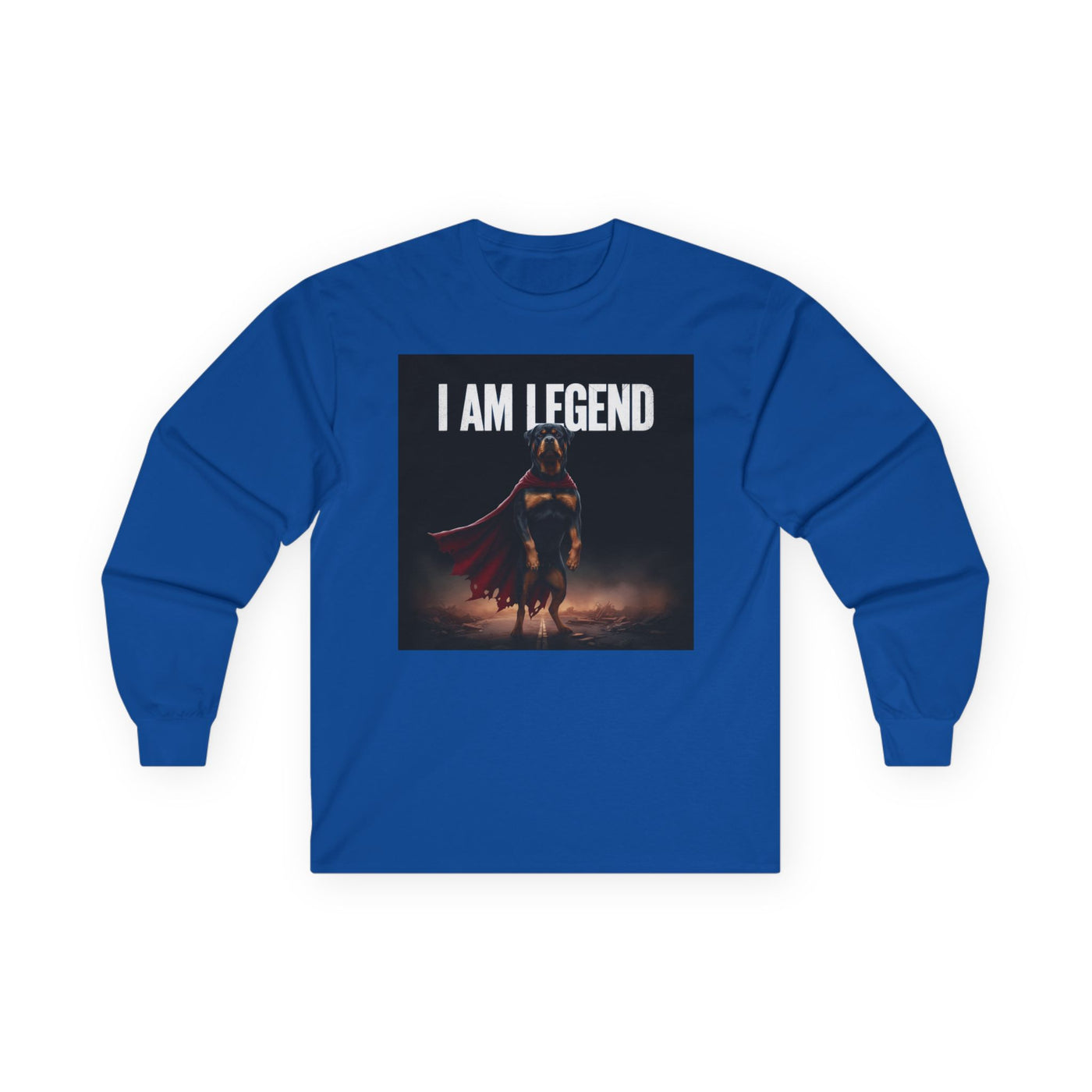 I Am Legend Dog Unisex Long Sleeve Tee - Stylish Graphic Shirt for Superhero Fans