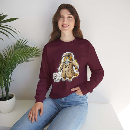 Watercolor Cat & Dog painting Unisex Crewneck Sweatshirt style 1