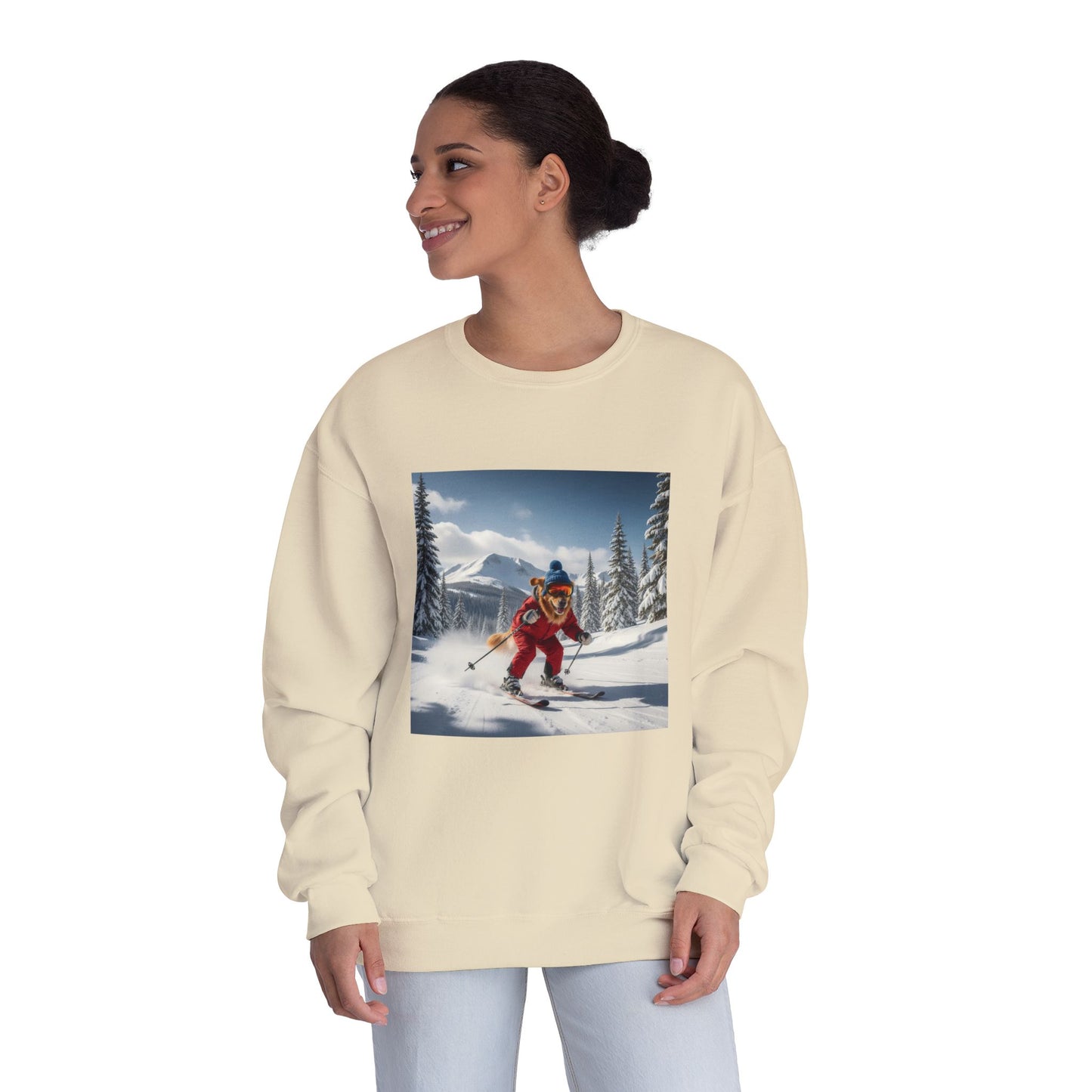 Skiing Dog Graphic Unisex NuBlend Crewneck Sweatshirt