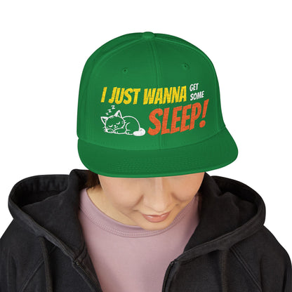 I just wanna get some sleep Embroidered Cute Cat Snapback Hat