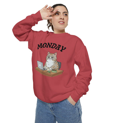 Monday Face Cat Stares Blankly Unisex Crewneck Sweatshirt style 4