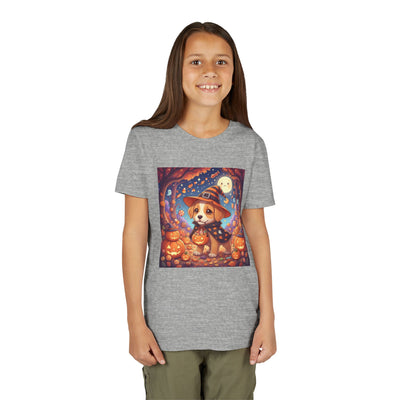 Halloween cute puppy anime style 1 Youth Tee, Short Sleeve T-Shirt, Kids Halloween Apparel, Cute Dog Tee, Fall Outfit for Children