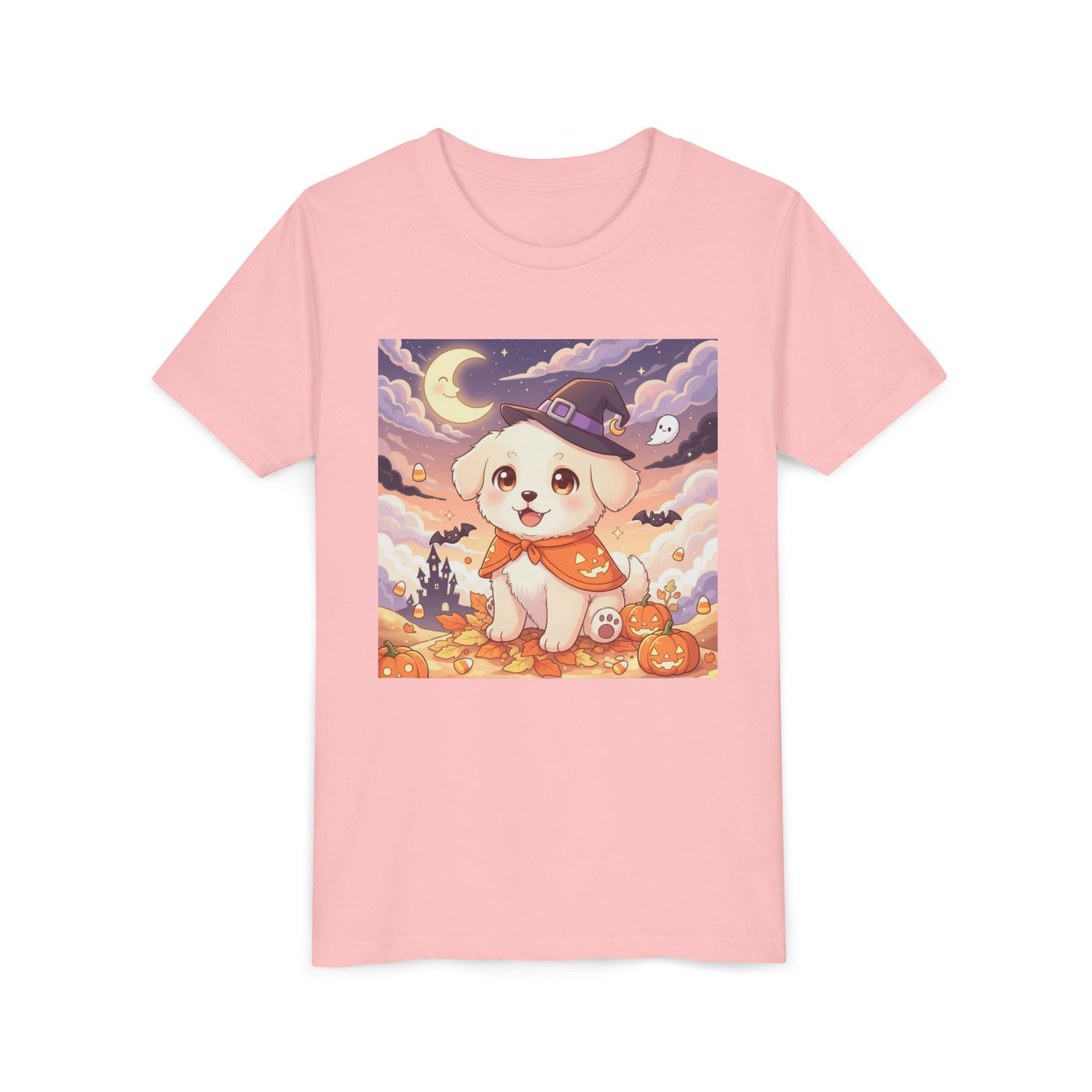 Halloween cute puppy anime style 2 Youth Tee, Short Sleeve T-Shirt, Kids Halloween Apparel, Cute Dog Tee, Fall Outfit for Children