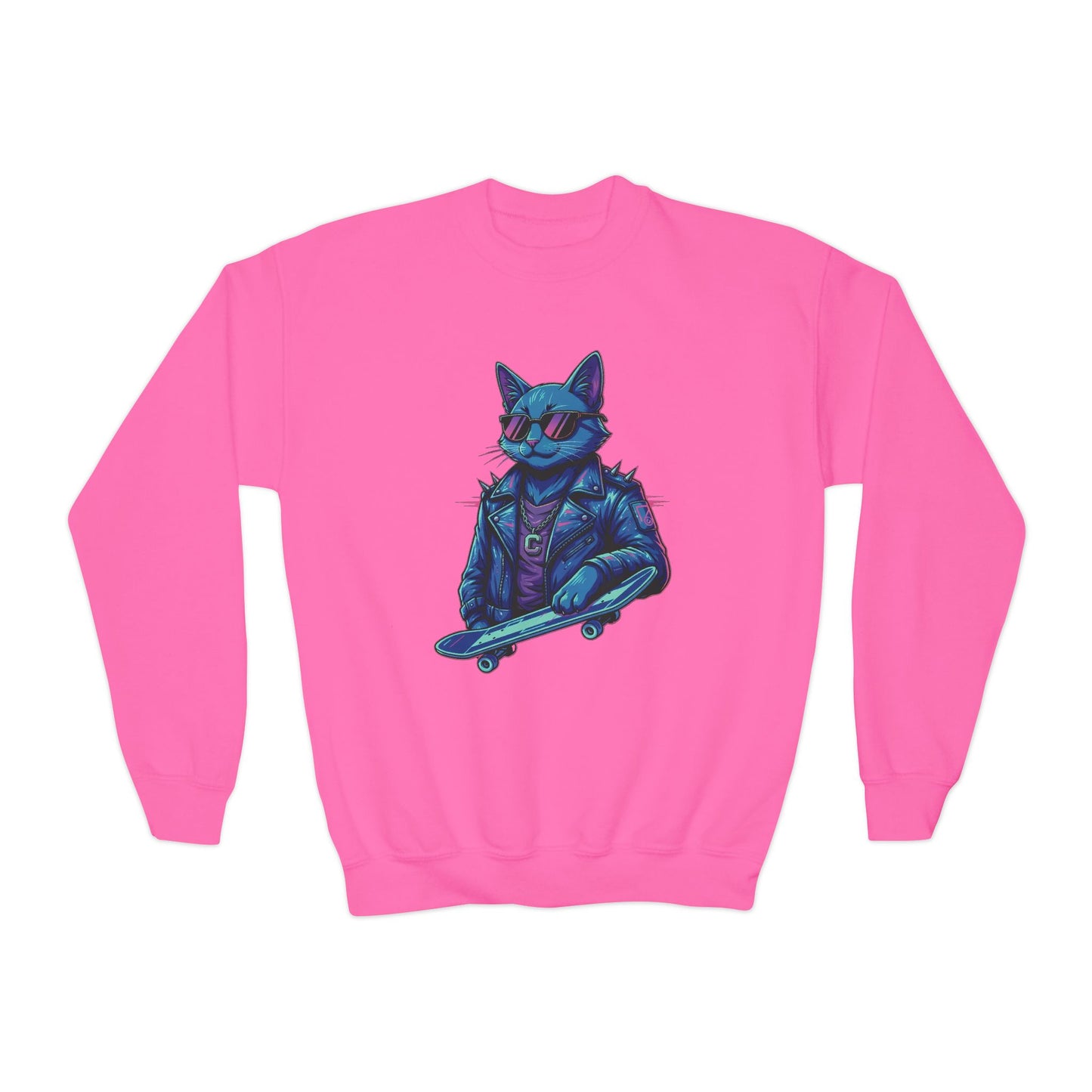 Cool Cat - Cozy Unisex Youth Crewneck Sweatshirt style 2