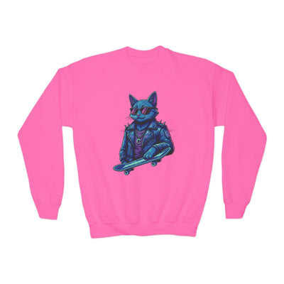 Cool Cat style 2 Youth Crewneck Sweatshirt - Cozy & Cute