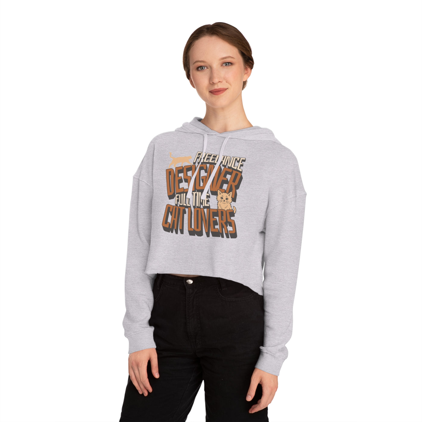 Full Time Cat Lovers - Cat Graphic Women Cropped Hoodie