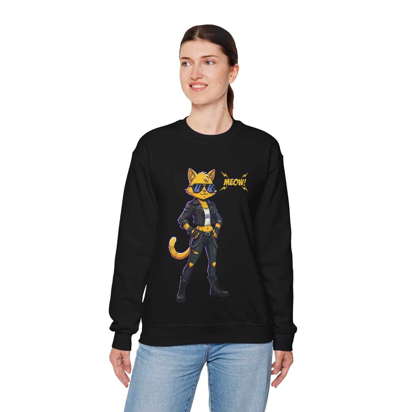 Cool Cat Unisex Heavy Blend Crewneck Sweatshirt style 4
