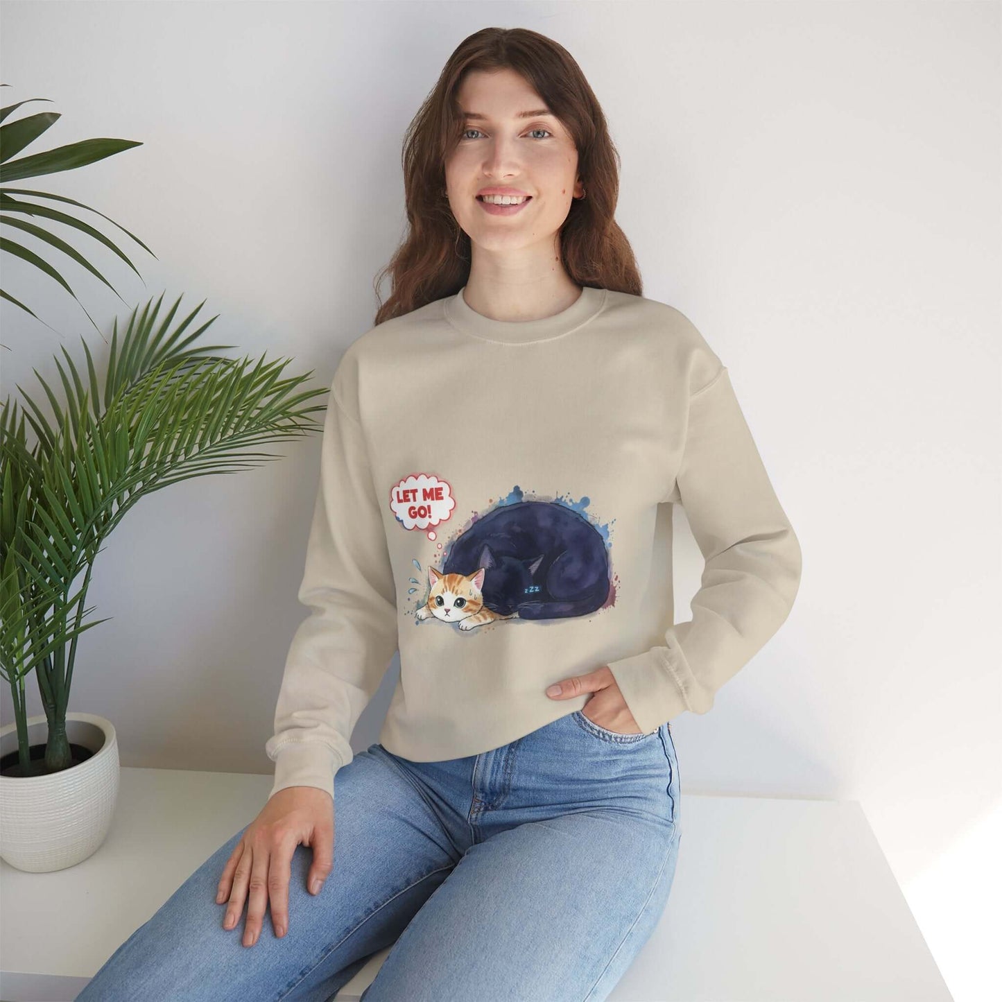 Watercolor Cat painting Unisex Crewneck Sweatshirt style 1