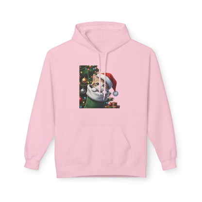 Kitten hiding in Christmas stocking Unisex Fleece Hoodie style 2