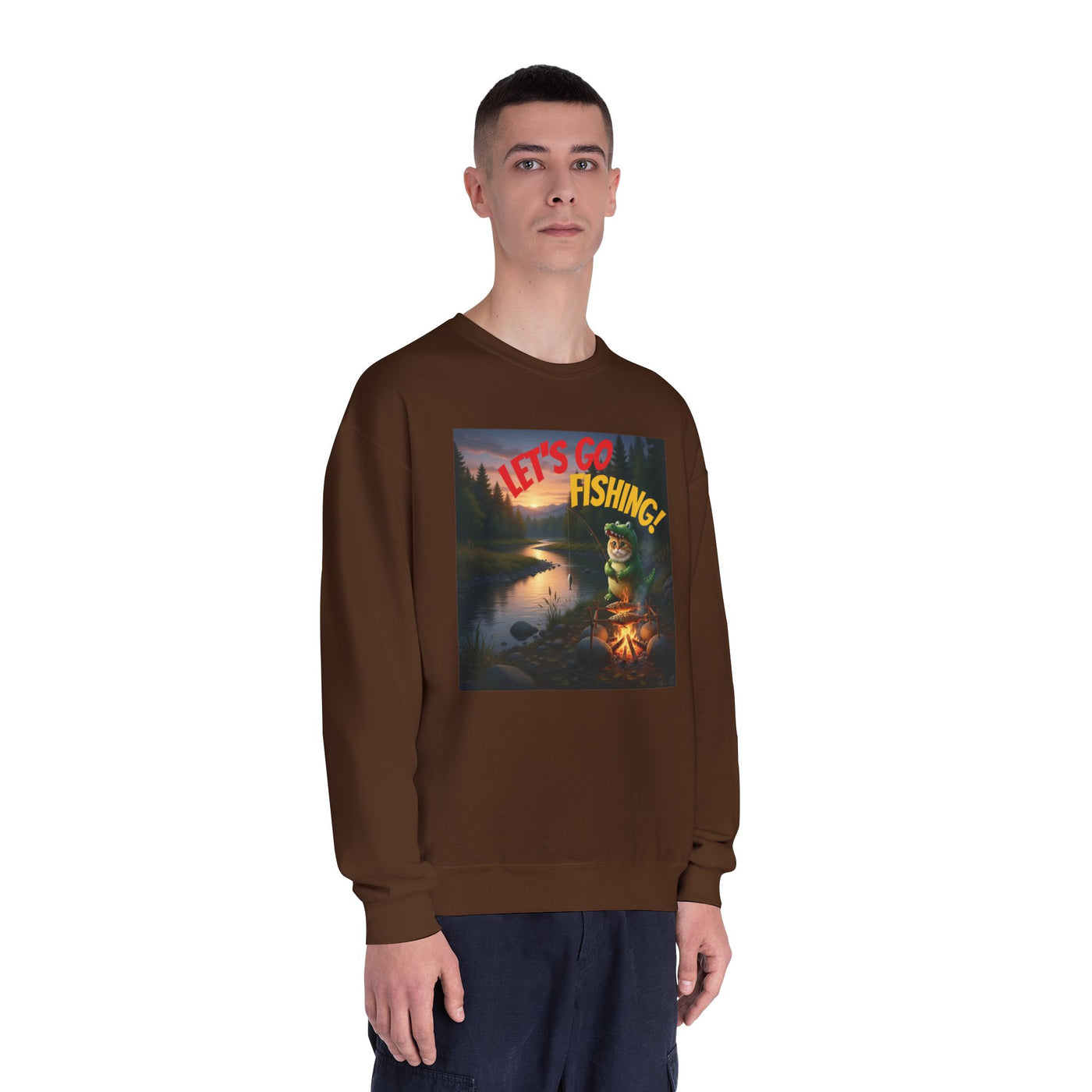 Crocodile Cat Fishing style 1 Unisex NuBlend® Crewneck Sweatshirt