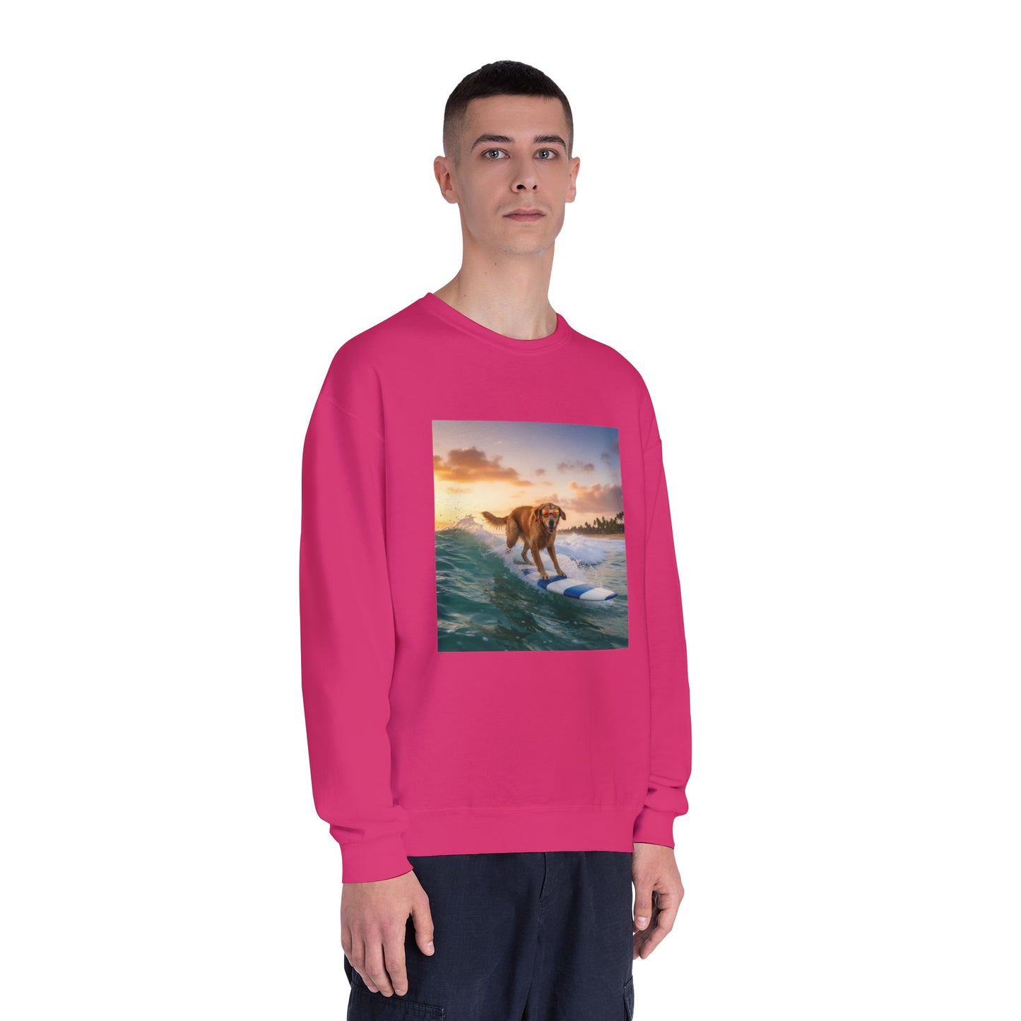 Surfing Dog Graphic Unisex NuBlend Crewneck Sweatshirt style 1