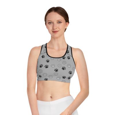 Cat Paw Print style 1 Sports Bra, Pet Lover Activewear, Workout Top, Gym Apparel, Animal Print Fashion, Gifts for Cat Owners, Fitness Gear