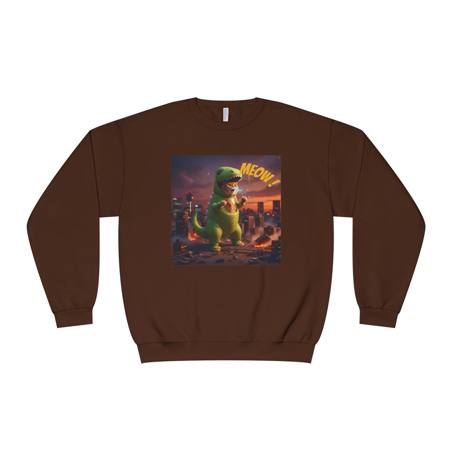 Tyrannosaurus Cat in city Unisex NuBlend Sweatshirt style 2