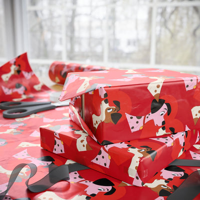 Dogs in Love Red Themed Wrapping Paper | Gift Wrap for Dog Lovers, Birthday, Holidays, Parties, Special Occasions, Pet Themed Gifts