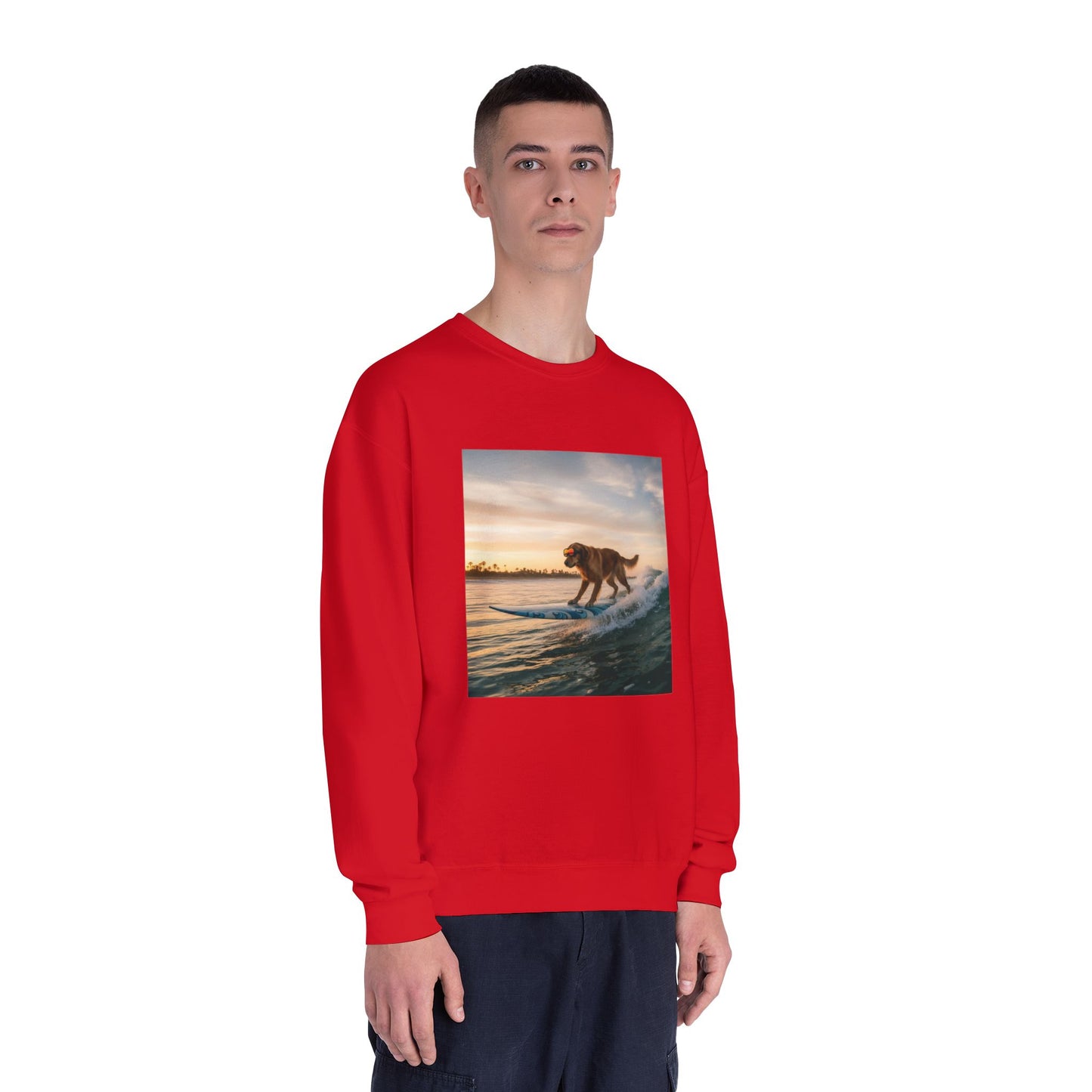 Surfing Dog Graphic Unisex NuBlend Crewneck Sweatshirt style 2