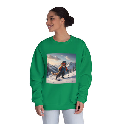 Skiing Cat Graphic Unisex NuBlend Crewneck Sweatshirt