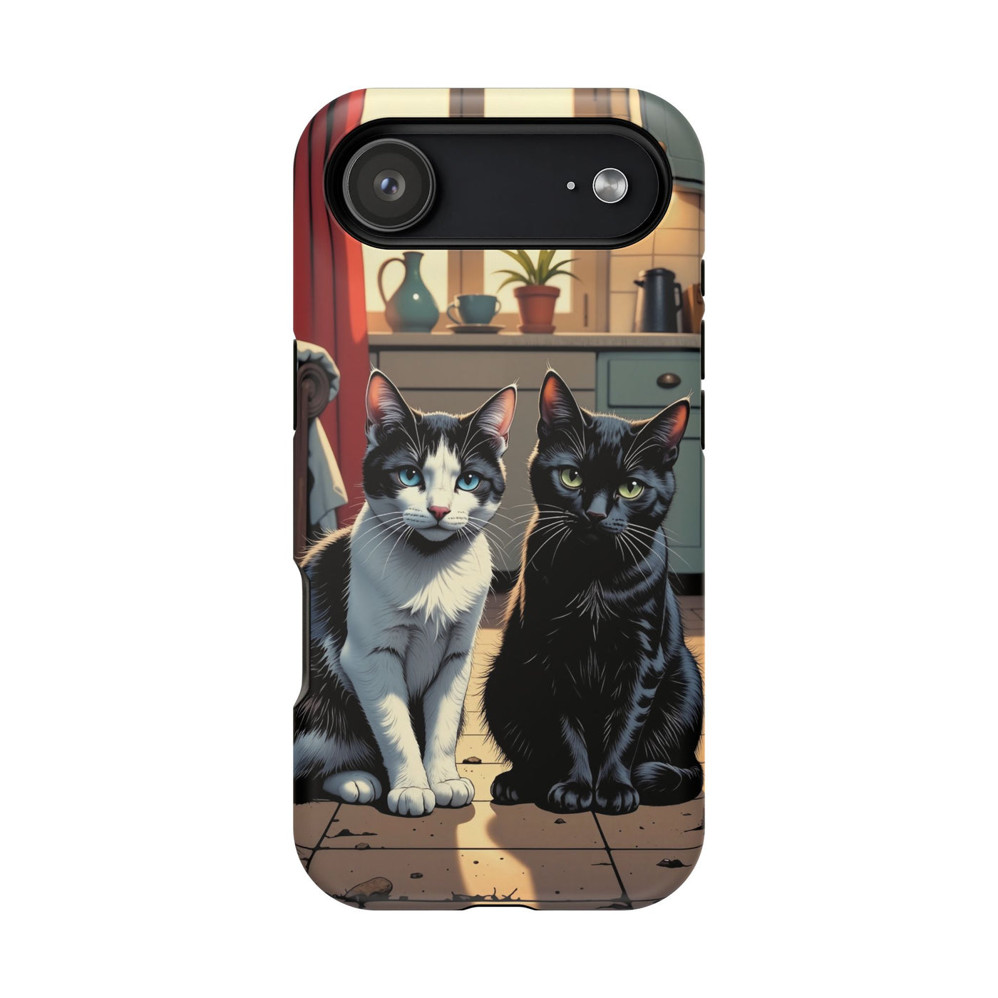 Cute Cats Magnetic Phone Case comic style 2, Cat Lover Gift, Impact-Resistant iPhone Case, Funny Pet Accessory, Unique Animal Design