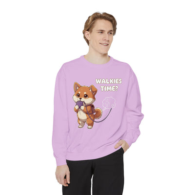 Cute Dog Walk Time style 3 Cozy Graphic Unisex Crewneck Sweatshirt