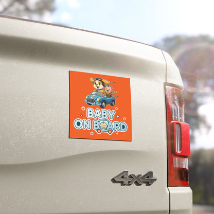 Adorable Dog Driving Baby on Board Car Magnet