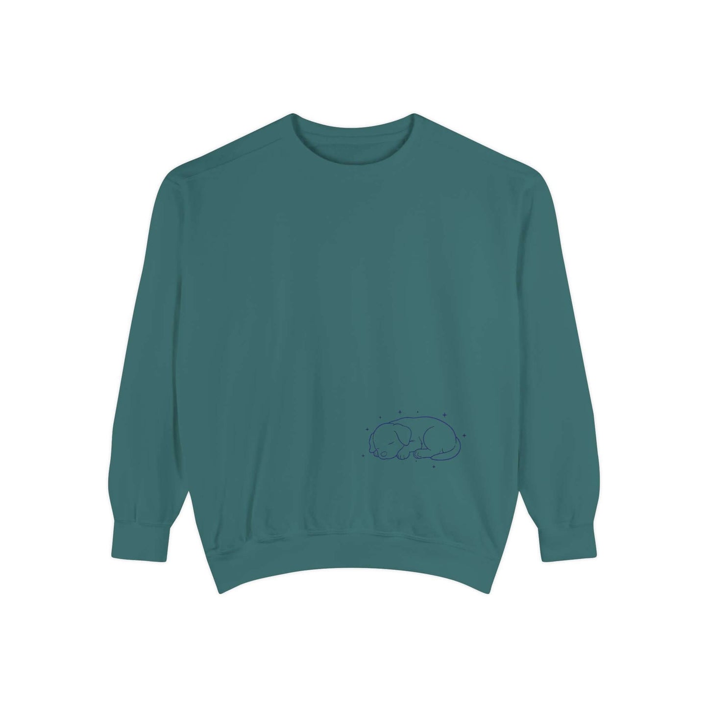 Sleeping dog shadow Cozy Graphic Unisex Crewneck Sweatshirt - Blue