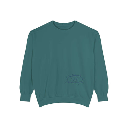 Sleeping dog shadow Cozy Graphic Unisex Crewneck Sweatshirt - Blue