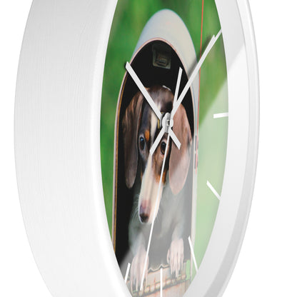 Dog in Post Box different colors Wall Clock
