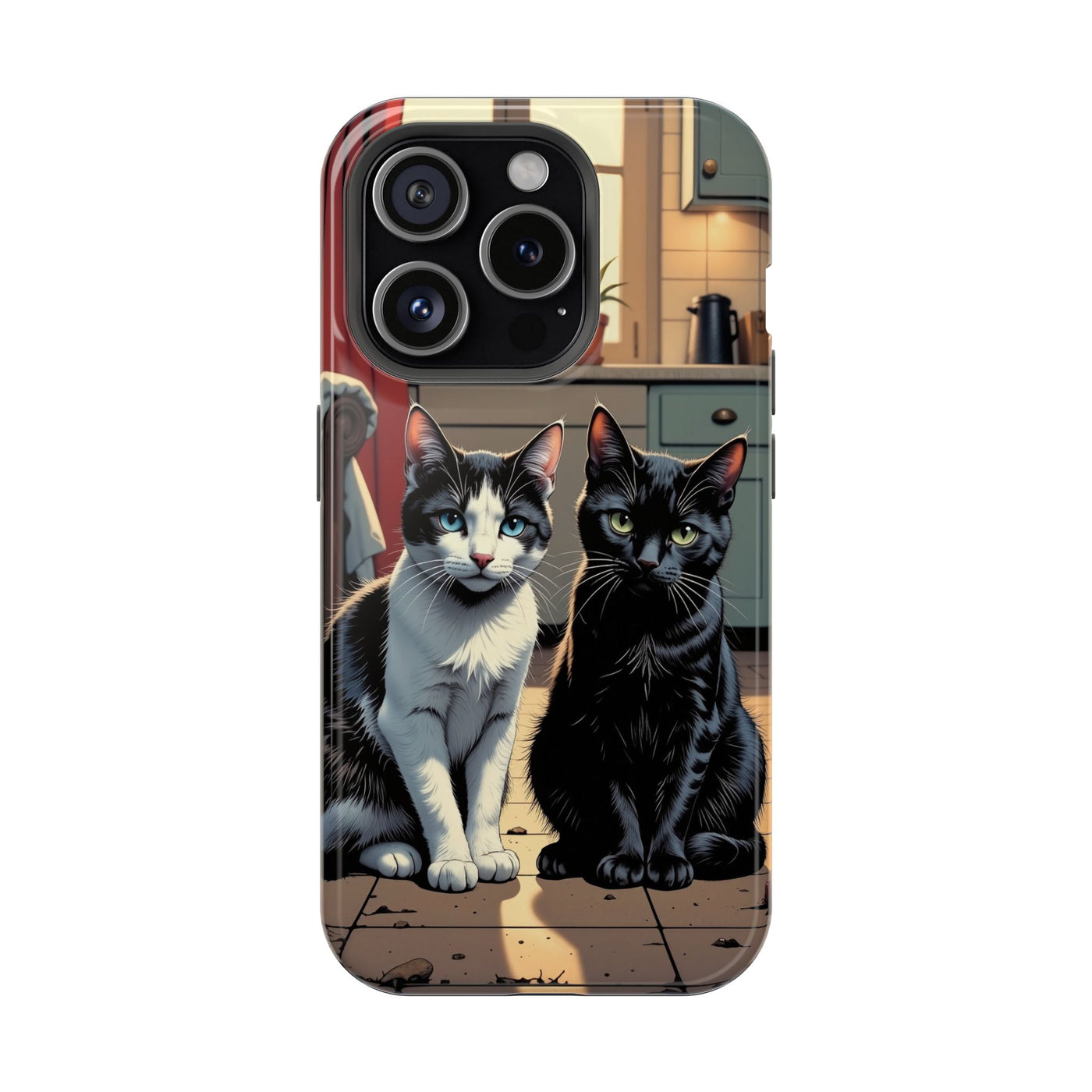 Cute Cats Magnetic Phone Case comic style 2, Cat Lover Gift, Impact-Resistant iPhone Case, Funny Pet Accessory, Unique Animal Design