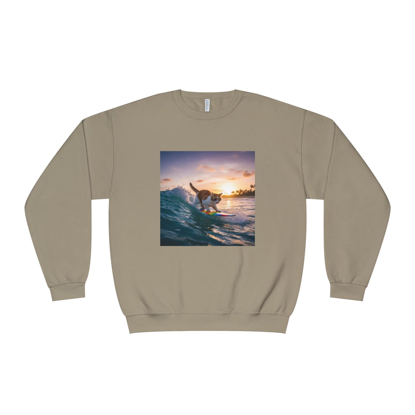 Surfing Cat Unisex NuBlend Crewneck Sweatshirt style 2