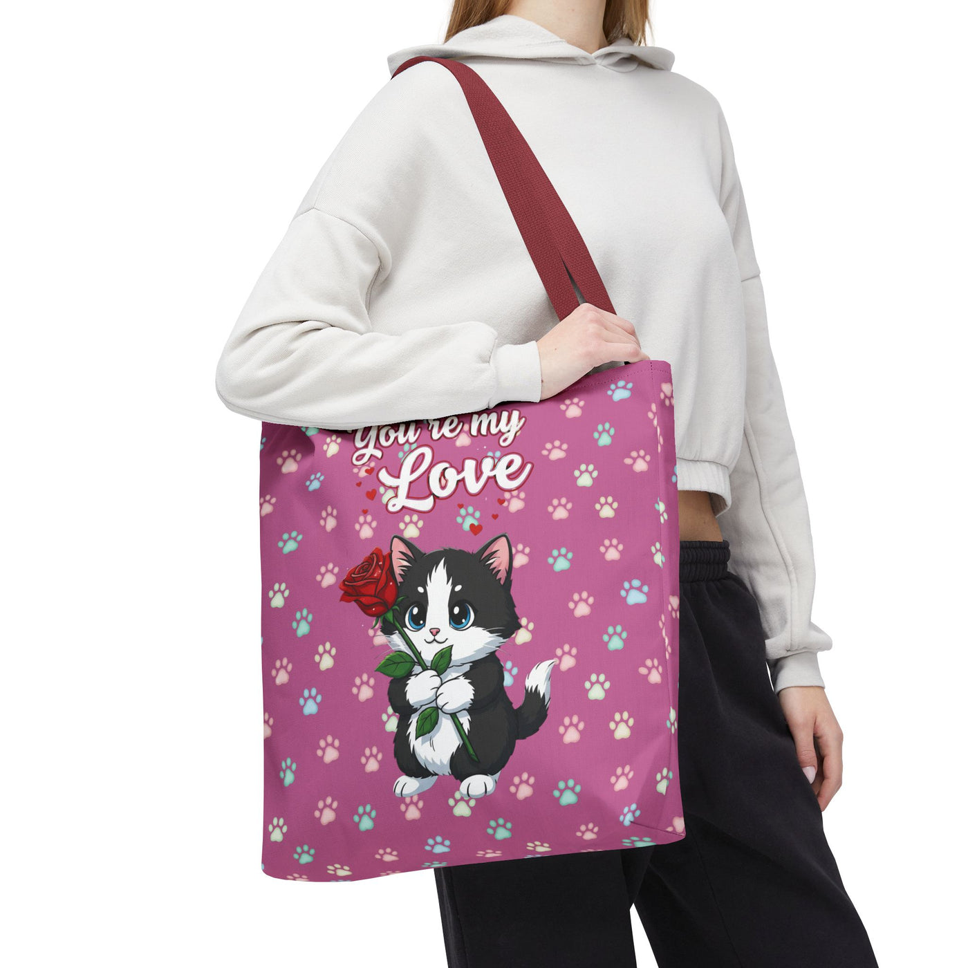 Cute Cat Lover Tote Bag - You're My Love style 1