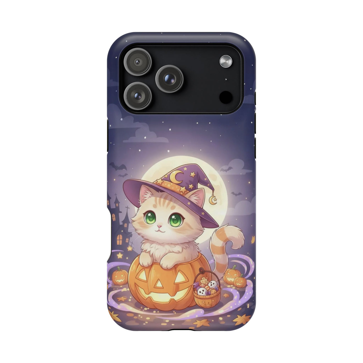 Halloween cute kitten anime style 4 Magnetic Phone Case, Cat Lover Gift, Impact-Resistant iPhone Case, Funny Pet Accessory, Unique Animal Design