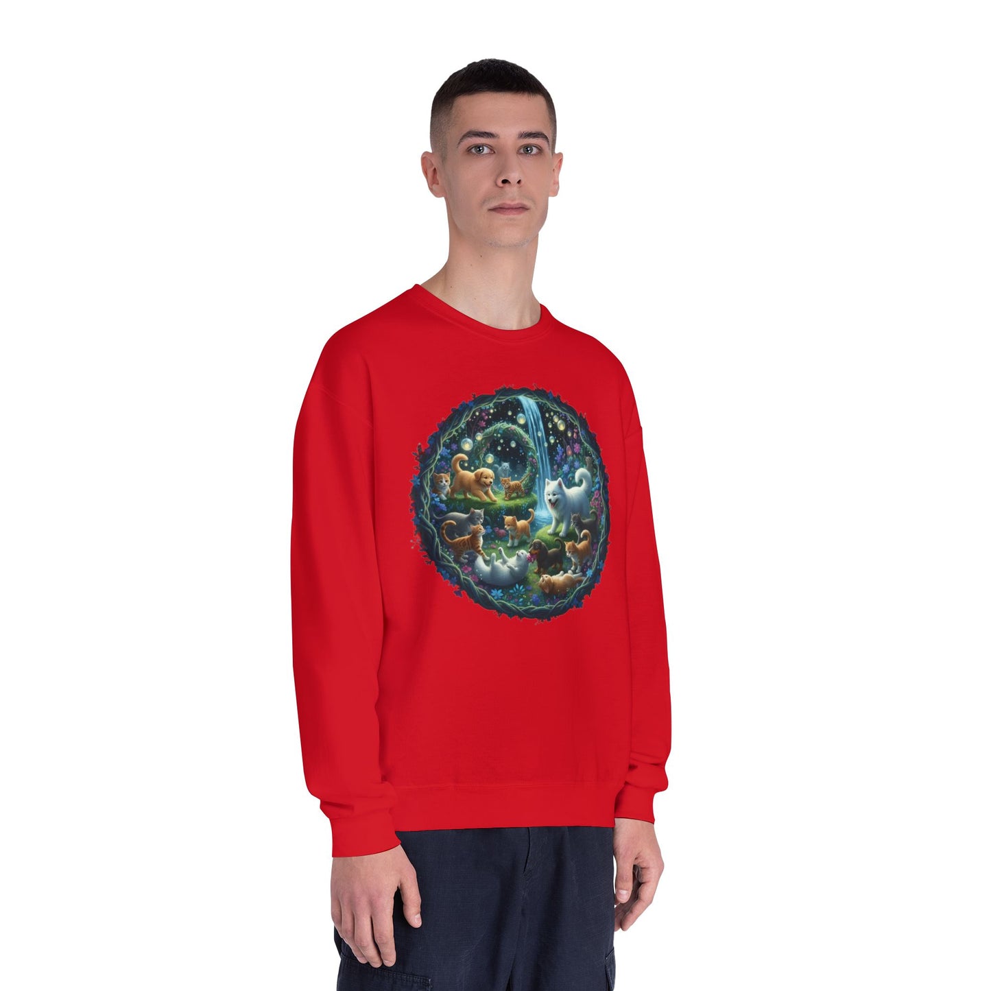 Cats & Dogs Happy Garden Unisex NuBlend Crewneck Sweatshirt style2