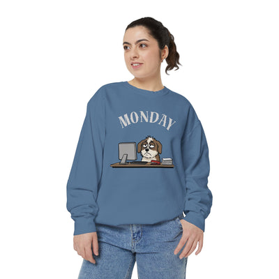 Monday Face Dog Stares Blankly Unisex Crewneck Sweatshirt style 5