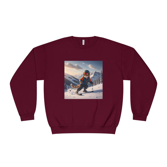 Skiing Cat Graphic Unisex NuBlend Crewneck Sweatshirt