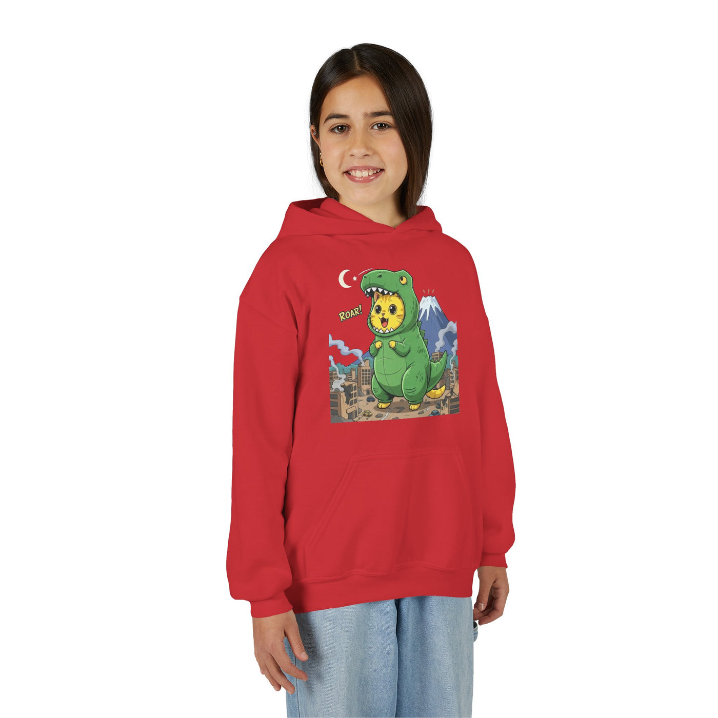 Cat cosplay Godzilla style 1 Unisex Kids Hoodie - Fun & Cozy Heavy Blend Sweatshirt with Cute Design
