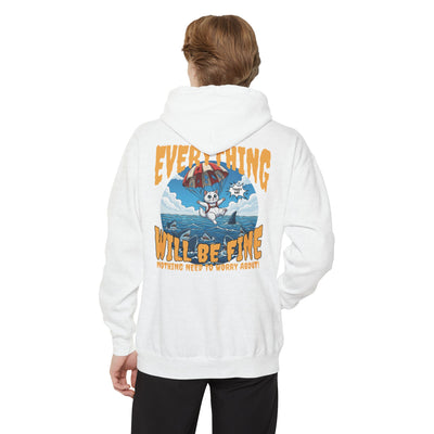 Everything Will Be Fine - Cartoon Cat Graphic Unisex Pullover Hoodie